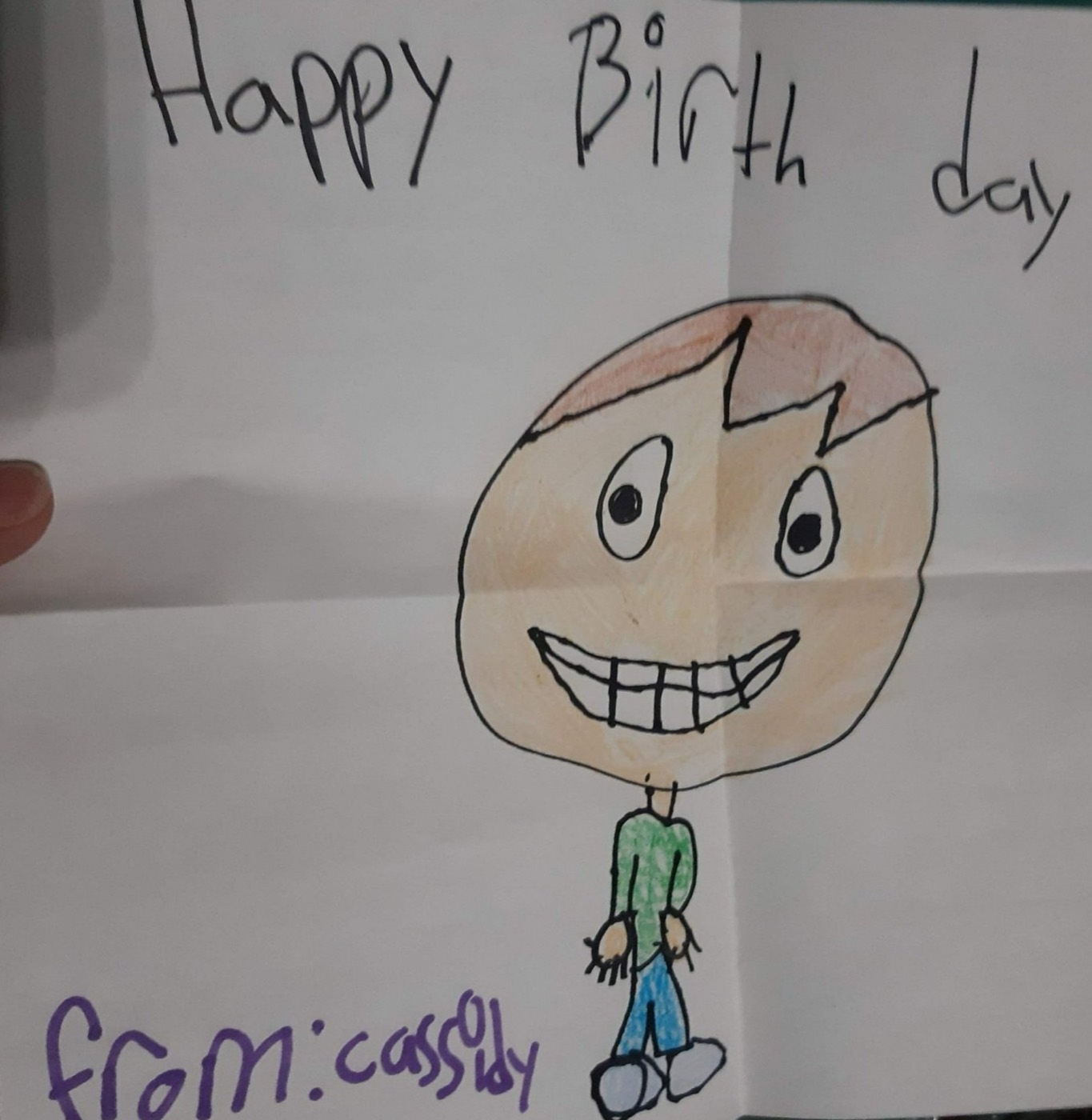 A hand-drawn third-birthday card.