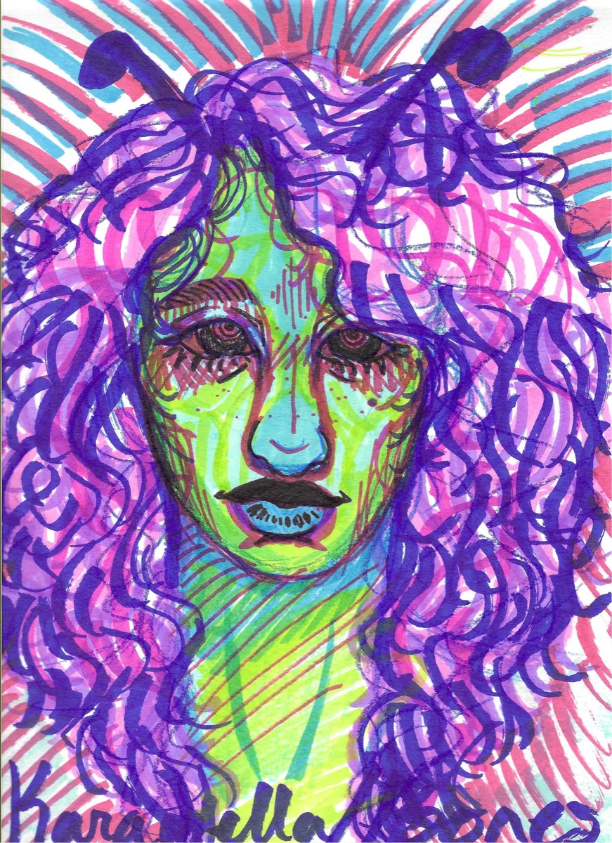 A vibrant marker portrait created by a community member, Kara