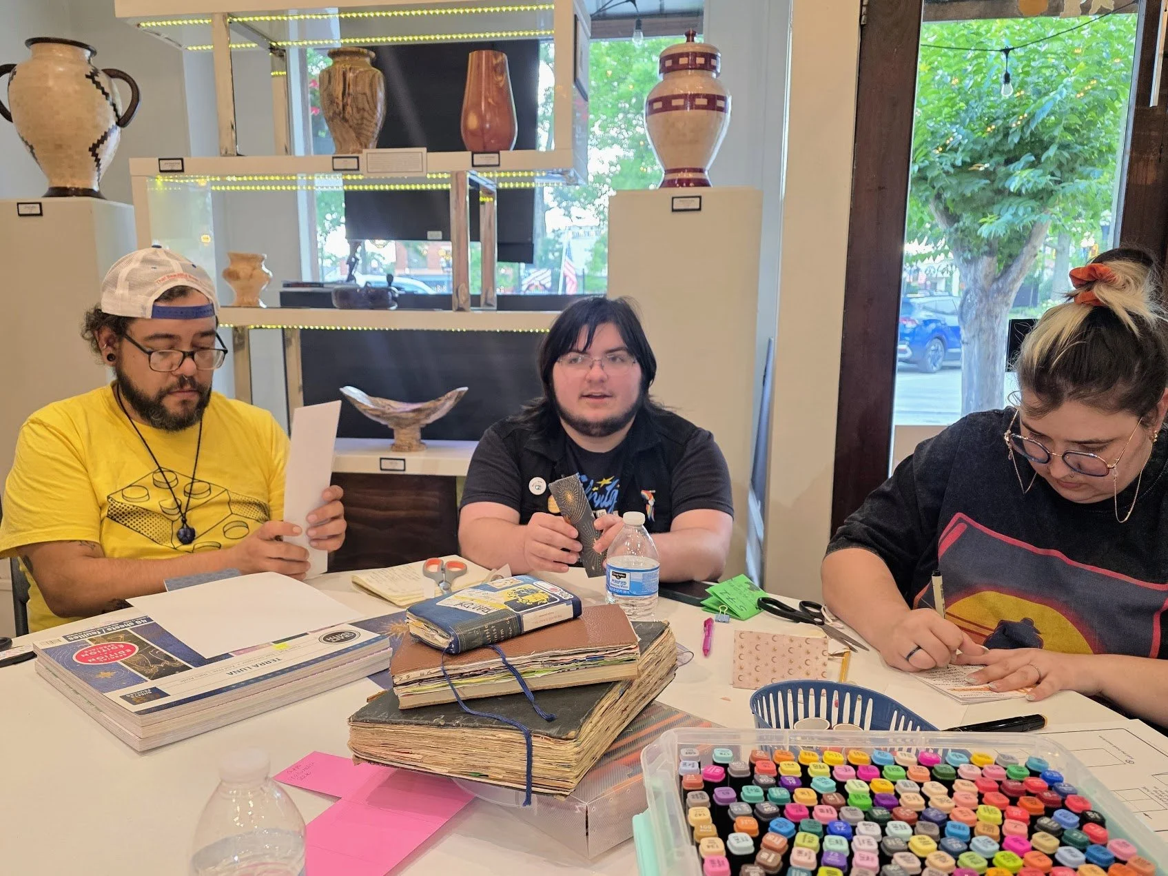 Members journaling and making art together at Georgian Gallery